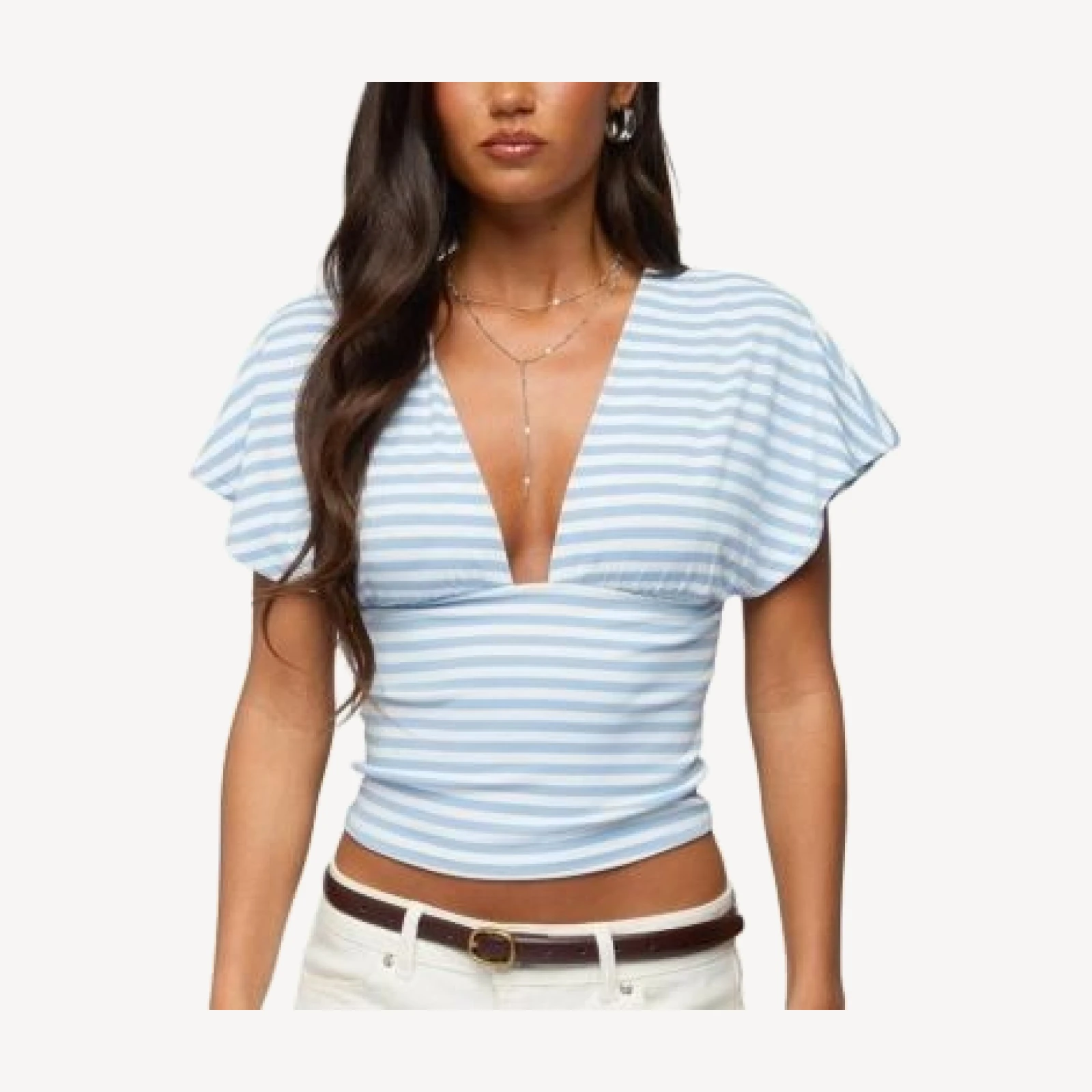 Edikted Chassidy Striped Flutter Top