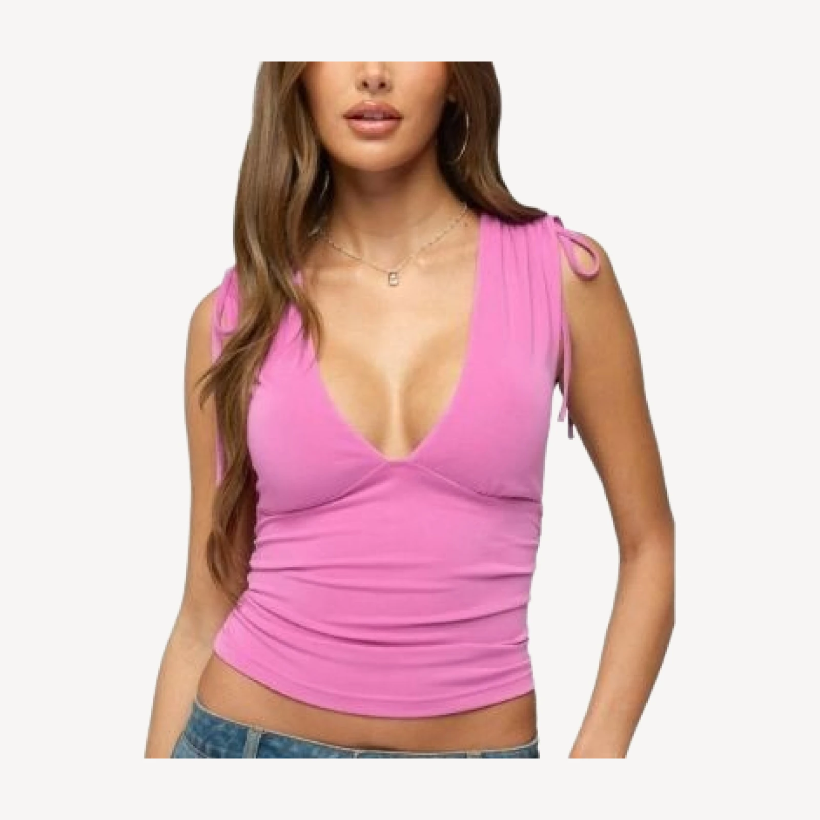 Edikted Cady Drawstring V Neck Tank Top