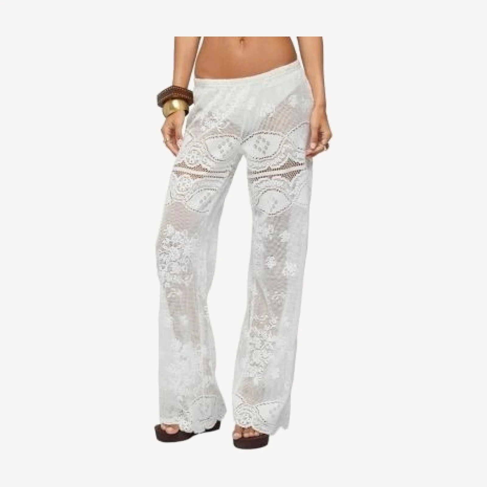 Edikted Milaya Sheer Crochet Straight Leg Pants