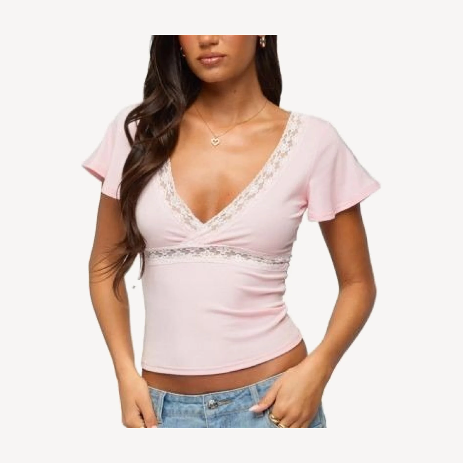 Edikted Yvetta Lacey Flutter Sleeve Top