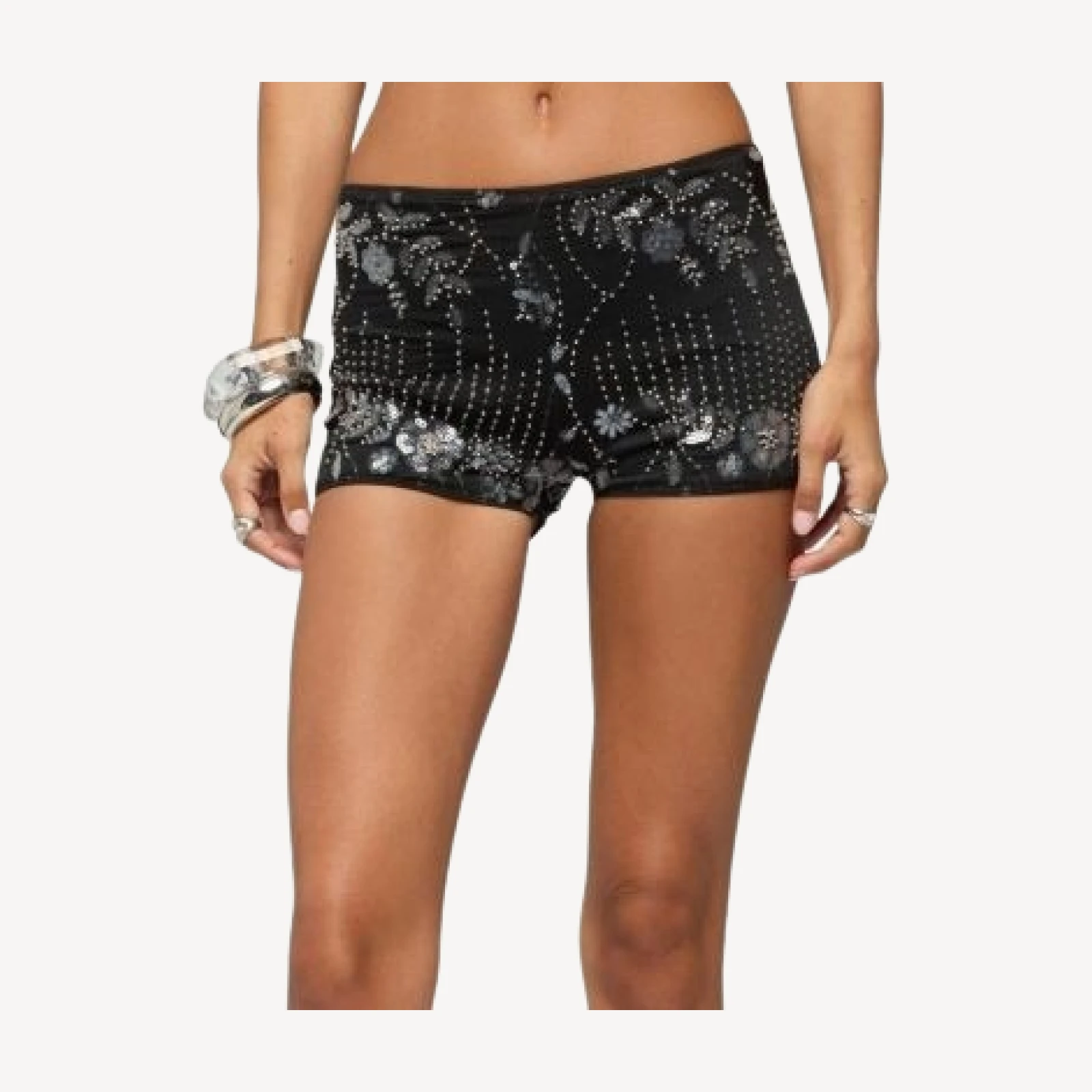 Edikted Cathy Bead & Sequin Micro Shorts