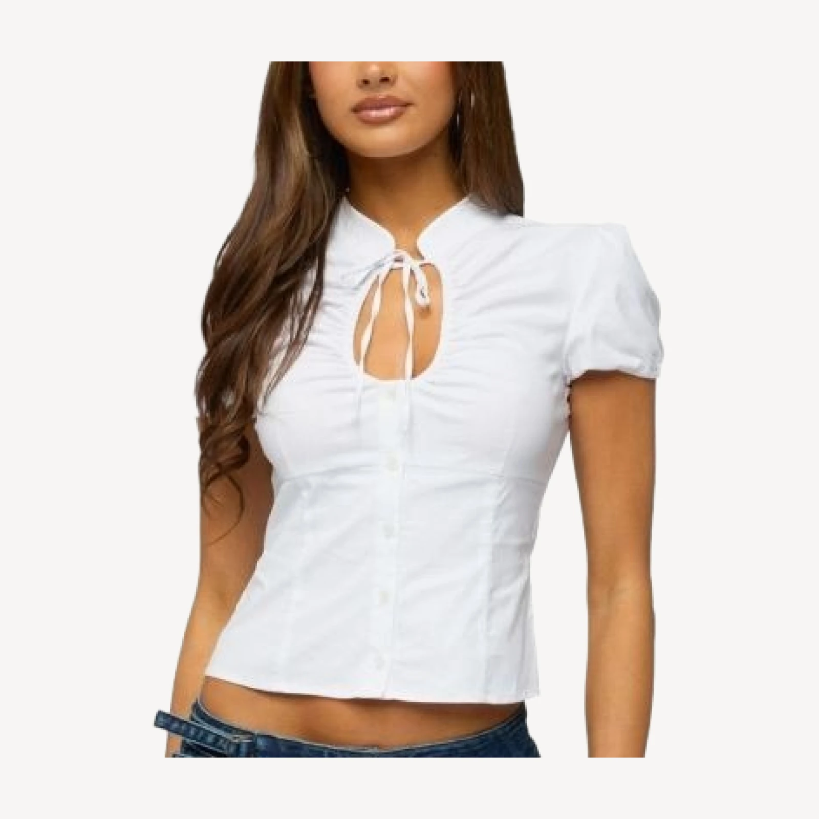Edikted Weston Keyhole Button Up Top