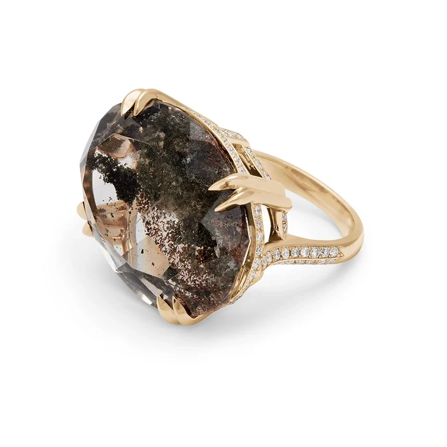 Terra Firma Oval Bea Ring - Yellow Gold, Quartz & White Diamonds