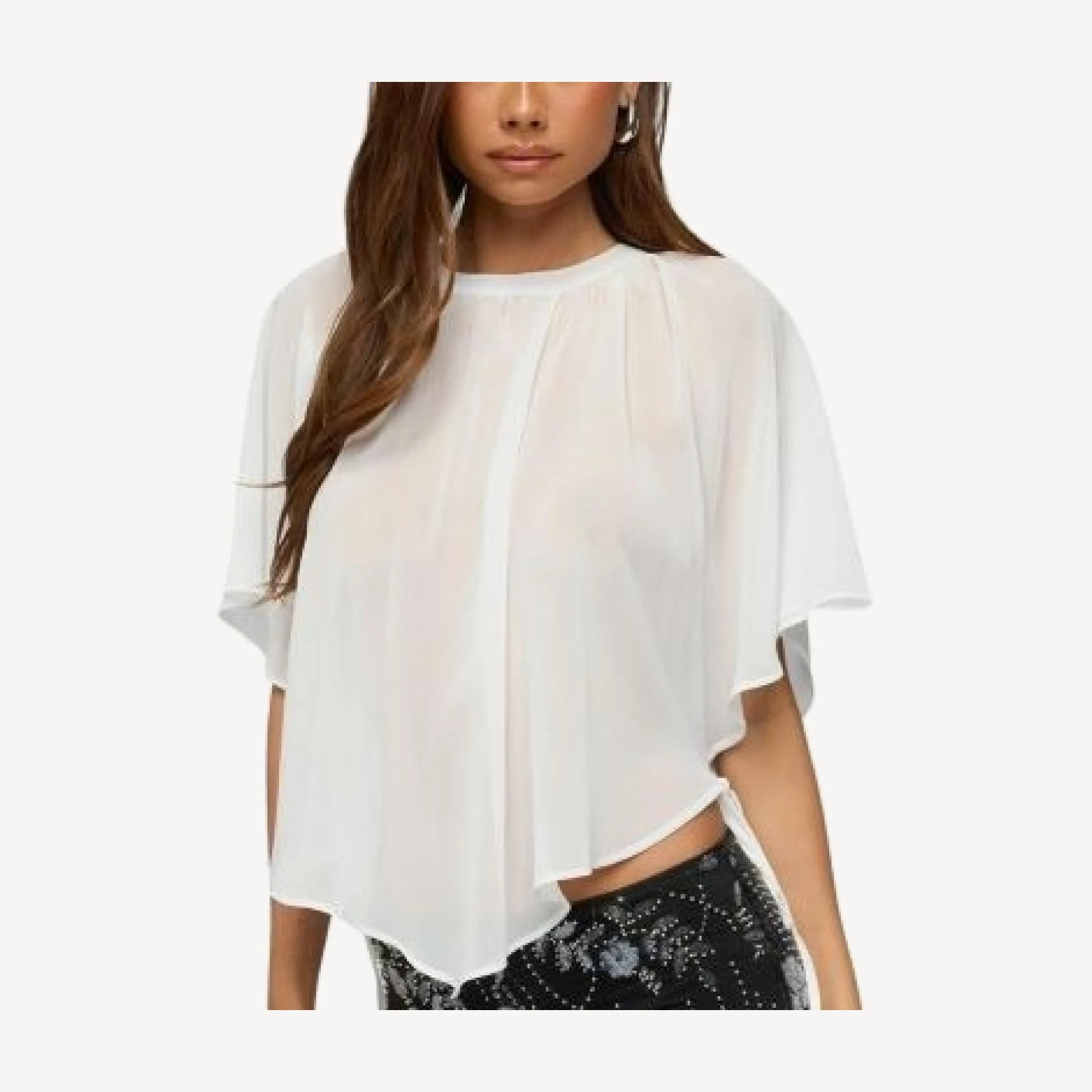 Edikted Sable Flowy Asymmetric Chiffon Top
