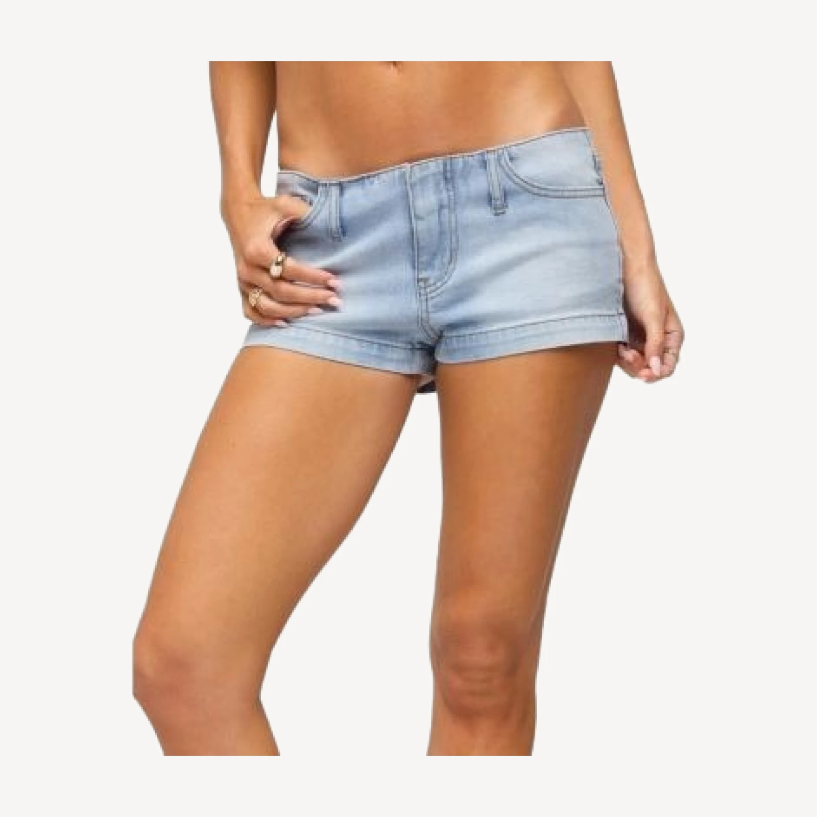 Edikted Dede No Waistband Denim Micro Shorts