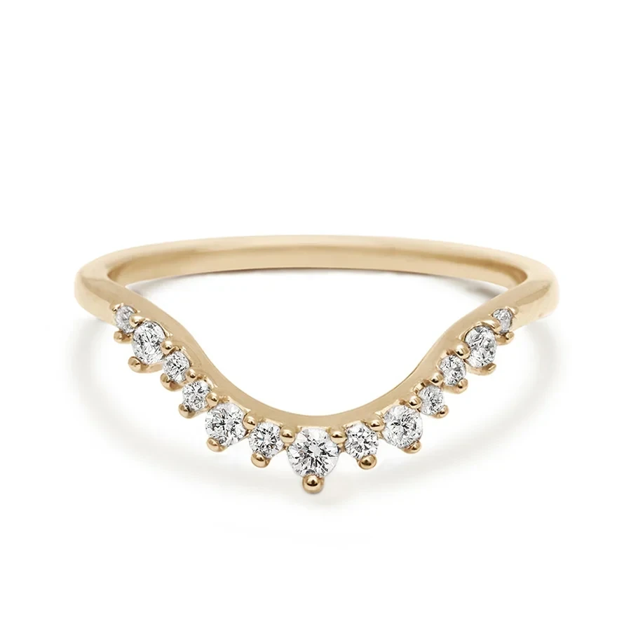 Celestine Curve Band - 14k Gold & White Diamonds