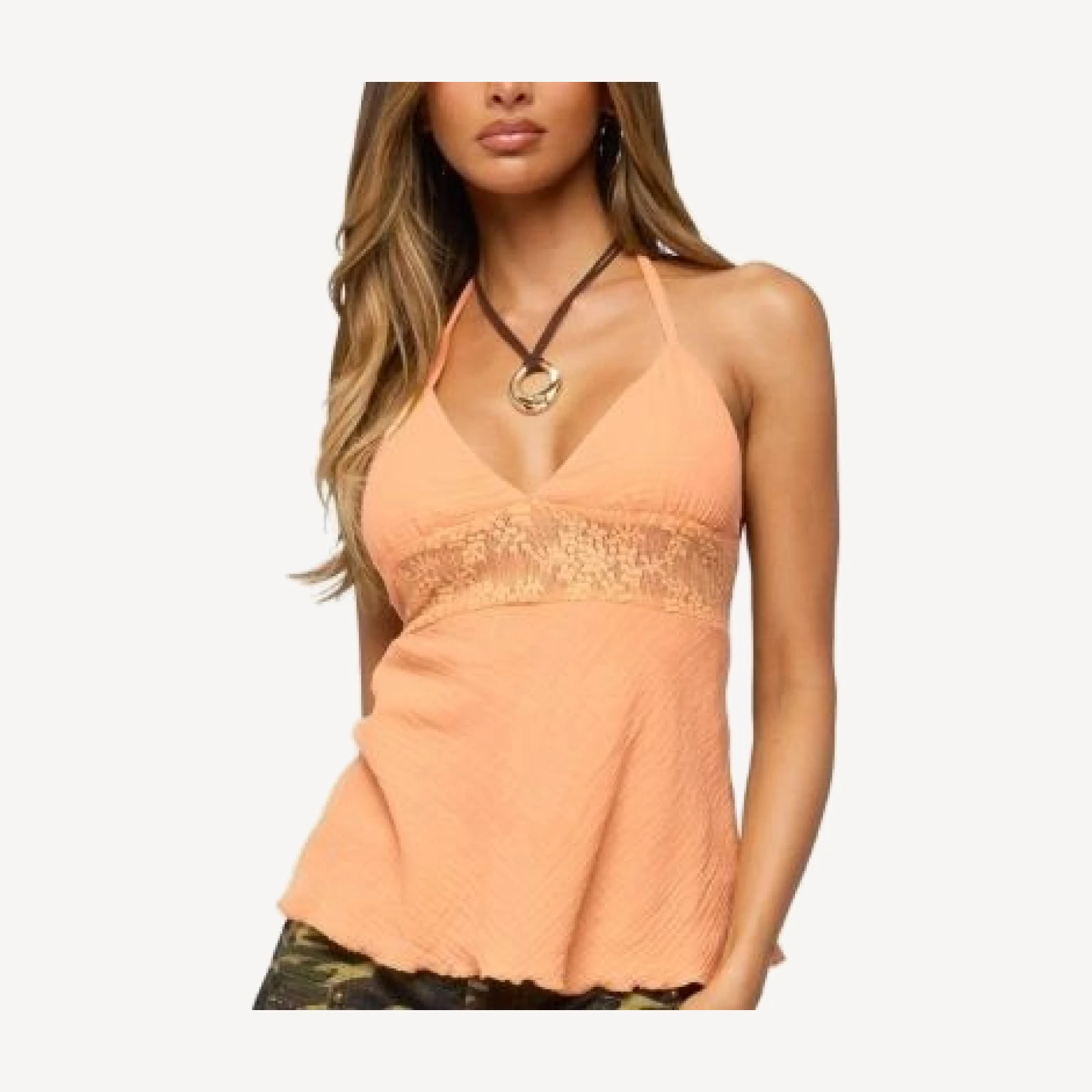 Edikted Lacey Cotton Gauze Halter Top