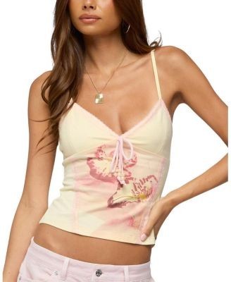 Edikted Conry Tie Front Floral Tank Top