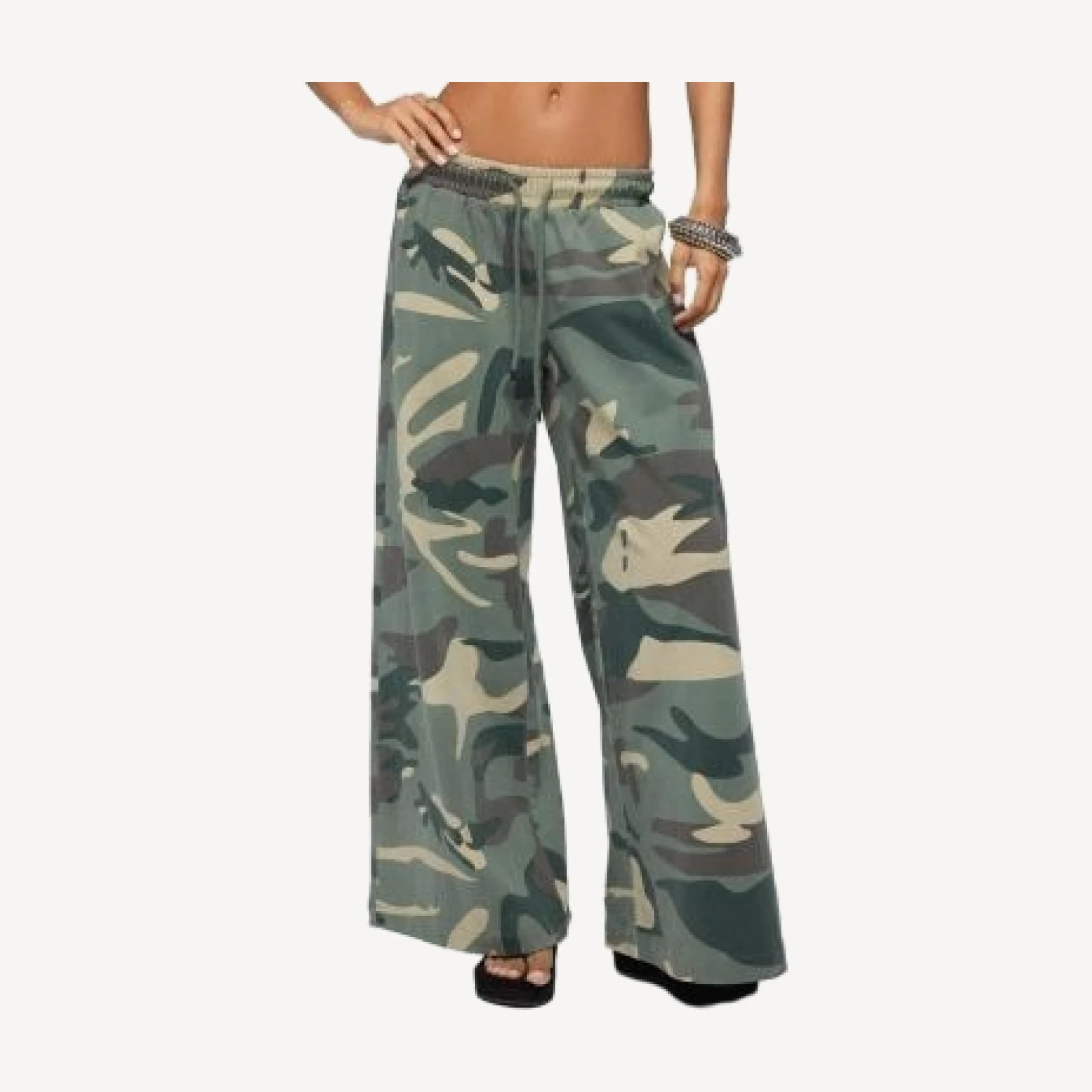 Edikted Allen Camo Wide Leg Sweatpants