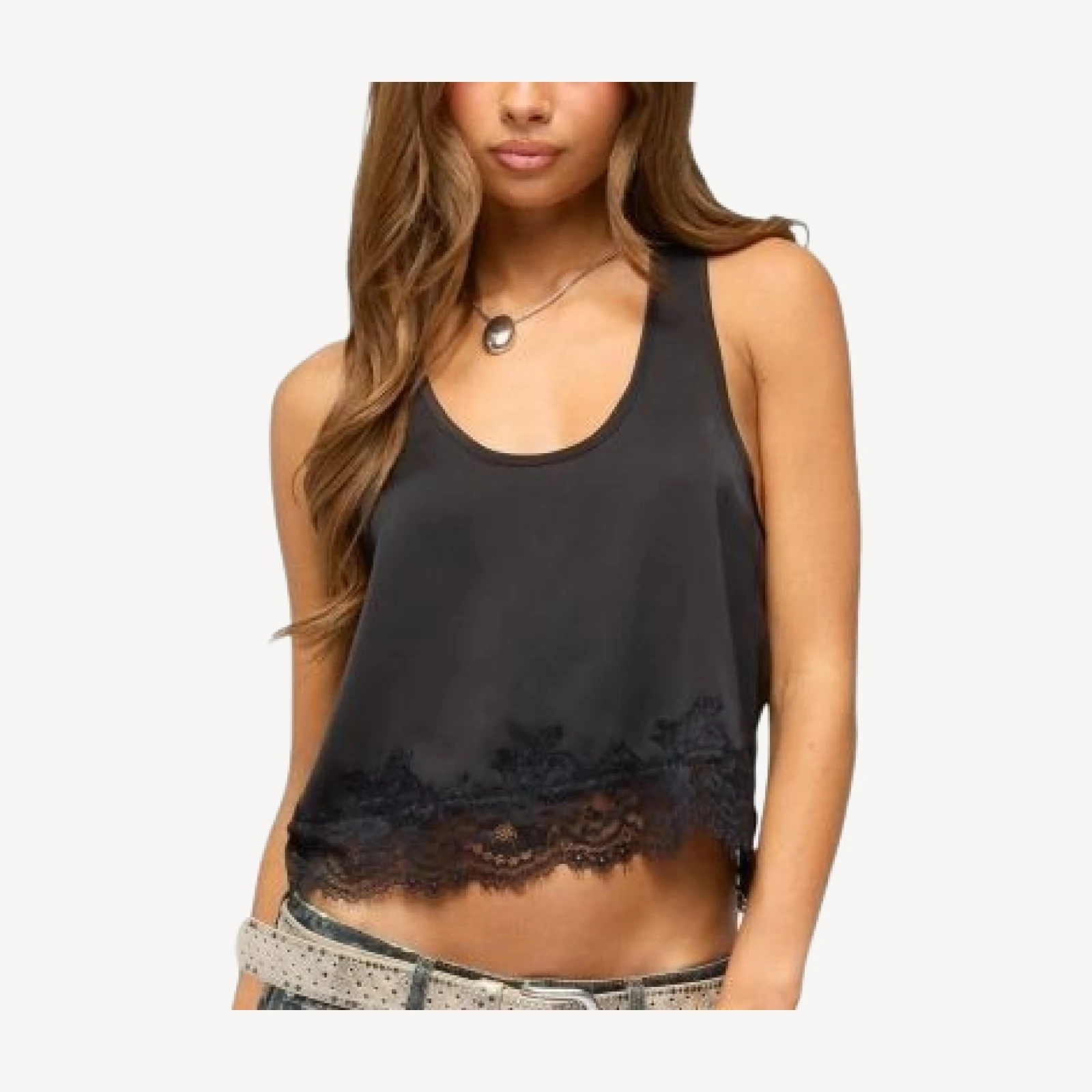 Edikted Onie Lacey Satin Effect Tank Top