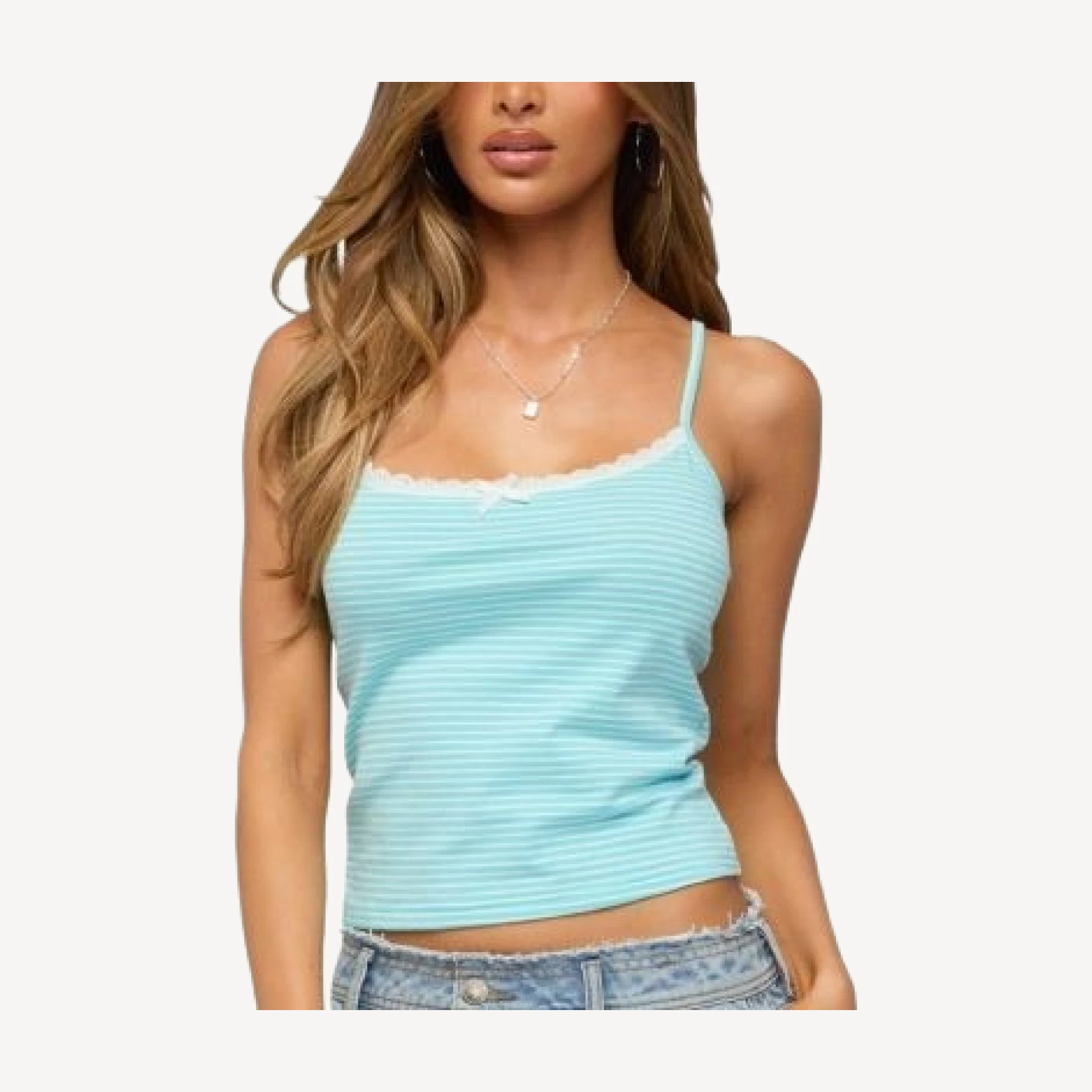 Edikted Emmaline Lacey Striped Tank Top
