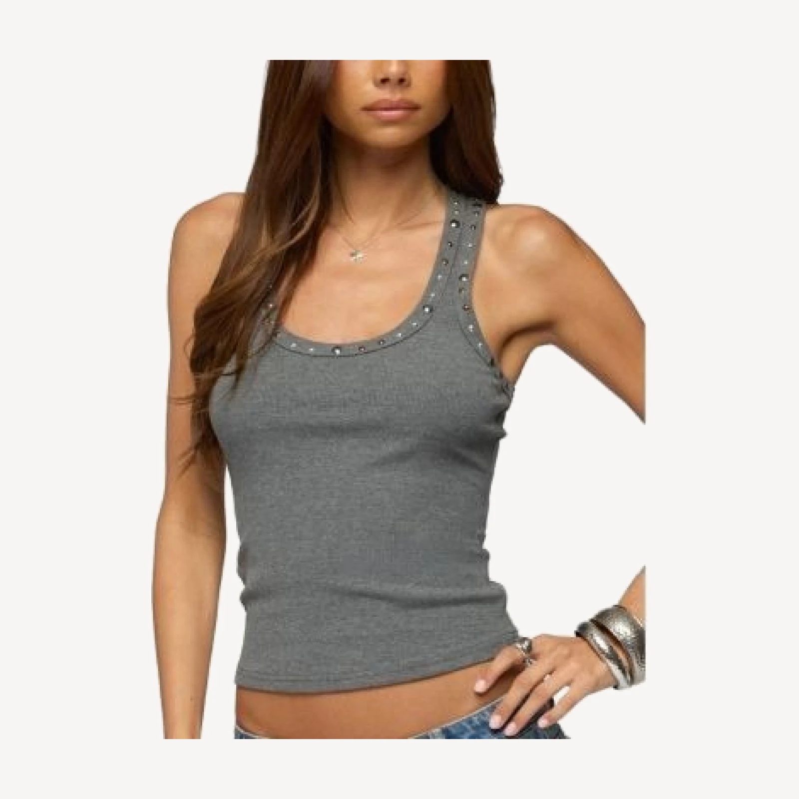 Edikted Charis Studded Ribbed Tank Top