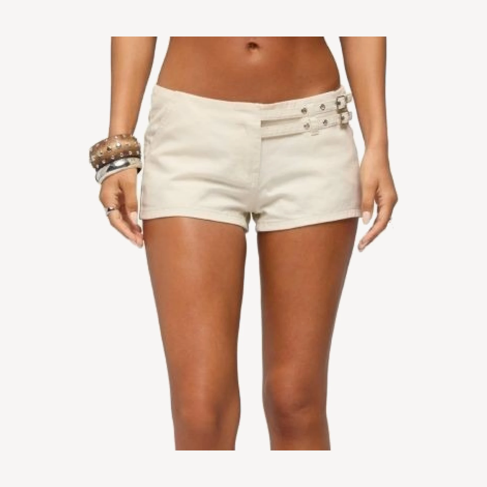 Edikted Ceresie Belt Denim Micro Shorts