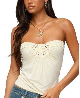 Edikted Ashlinn Crochet Strapless Top