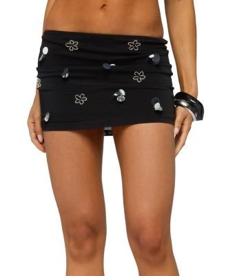 Edikted Juanie Bead & Sequin Mesh Mini Skirt