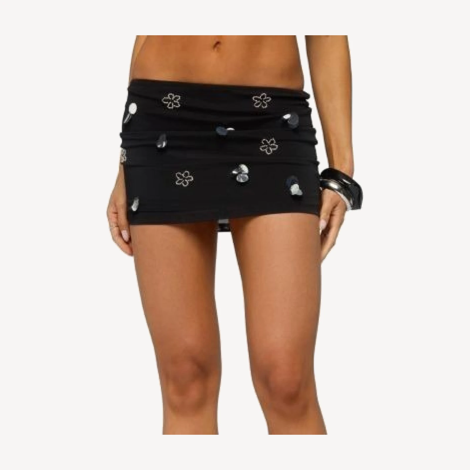 Edikted Juanie Bead & Sequin Mesh Mini Skirt