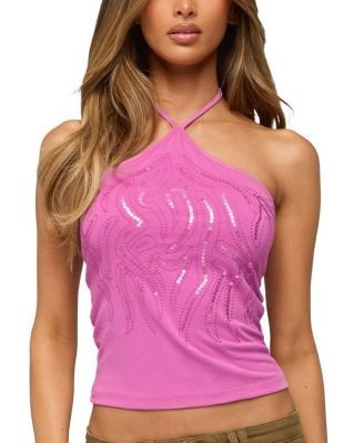 Edikted Rimona Sequin Halter Top