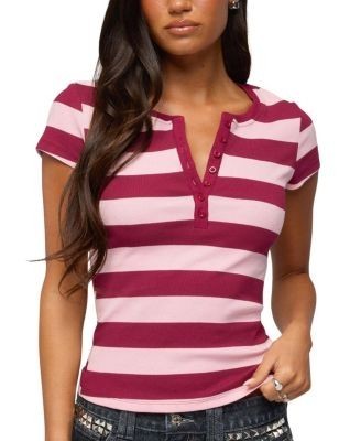 Edikted Rhianon Striped Henley Top