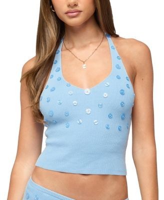 Edikted Nataly Button Knit Halter Top