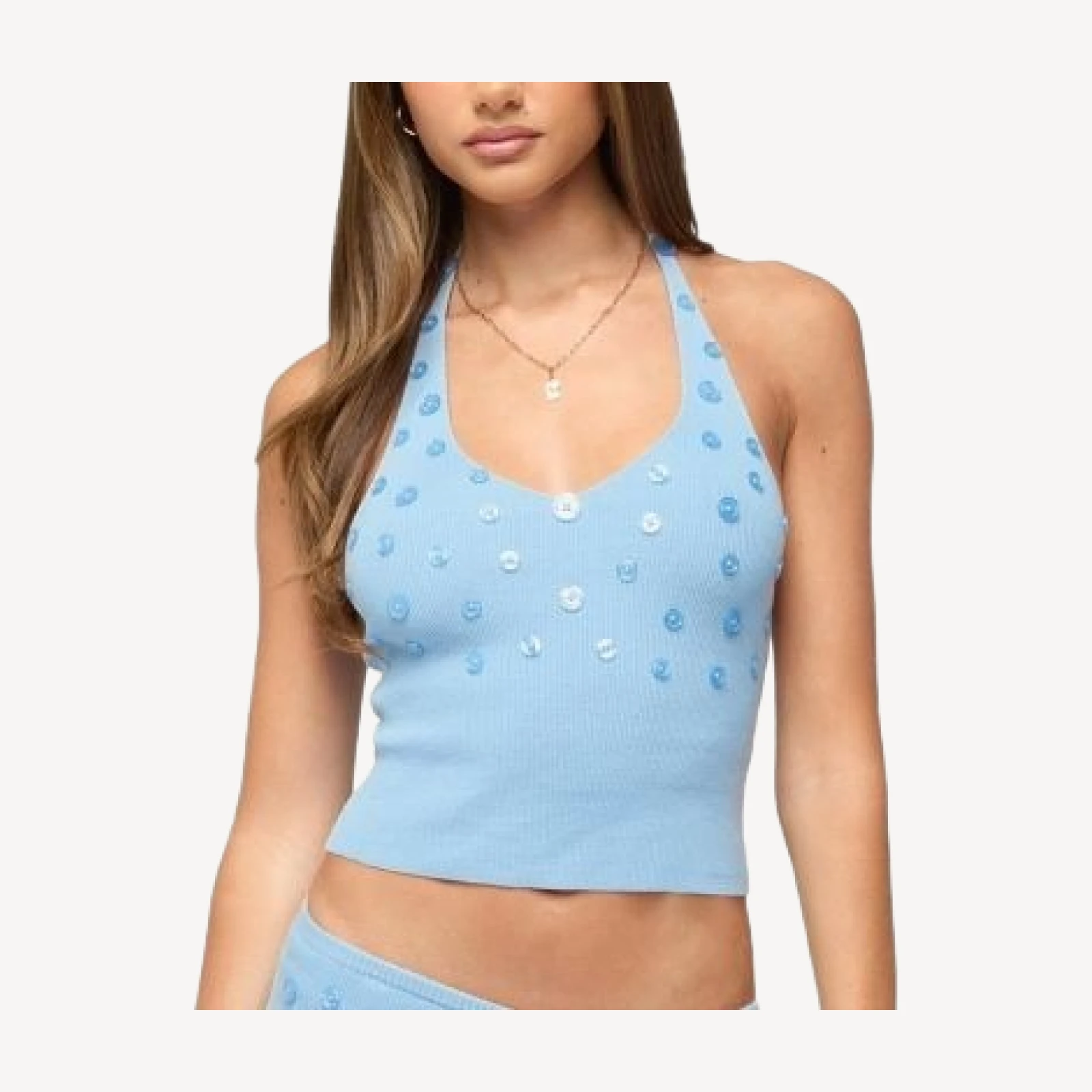 Edikted Nataly Button Knit Halter Top