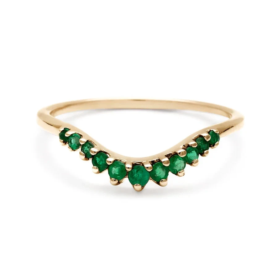 Tiara Curve Band - 14k Gold & Emeralds