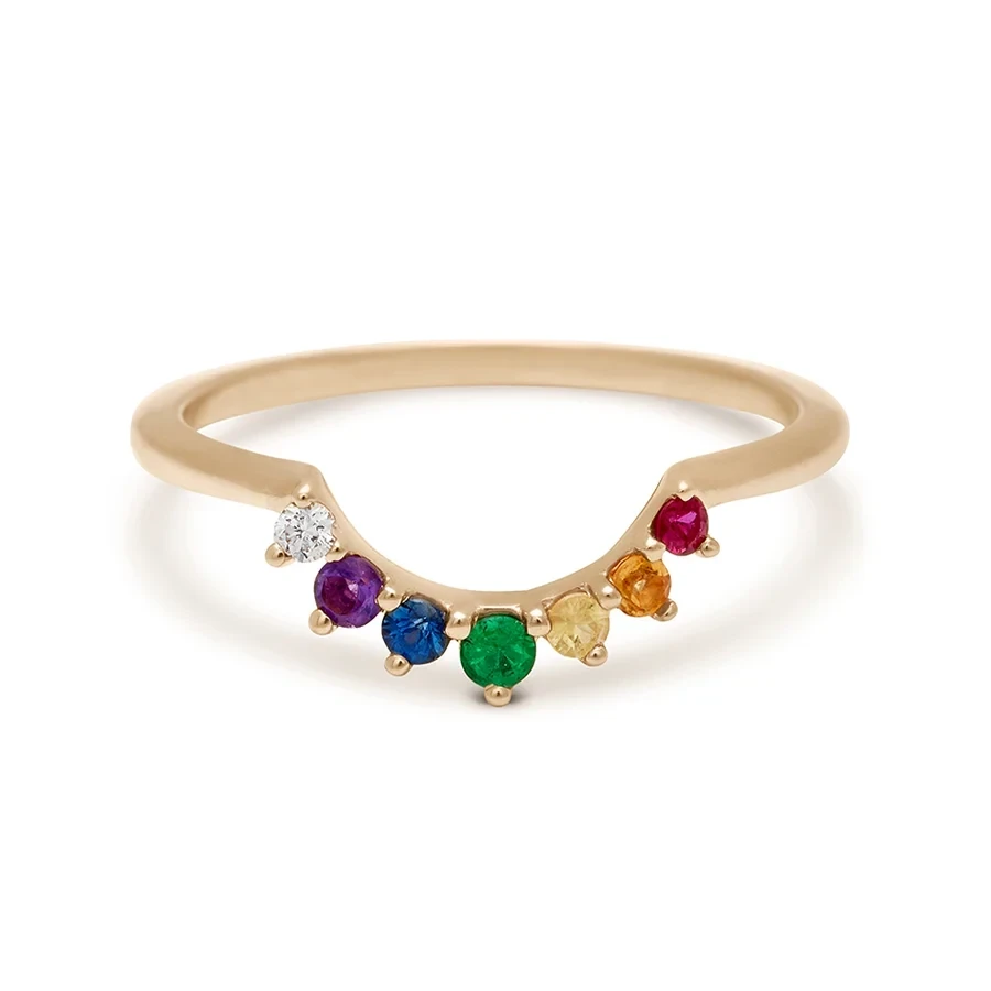 Rainbow Grand Tiara Band - 14k Gold & Rainbow Sapphires