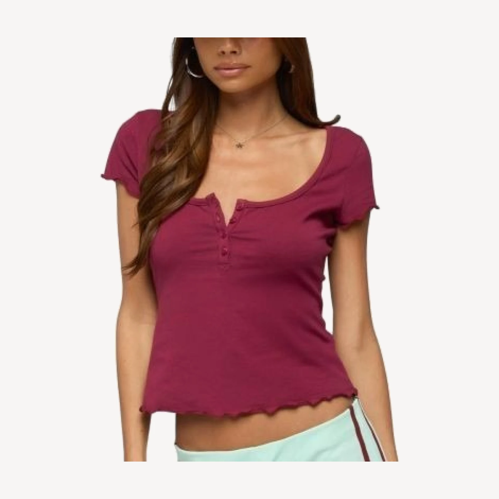 Edikted Lilibeth Henley T Shirt