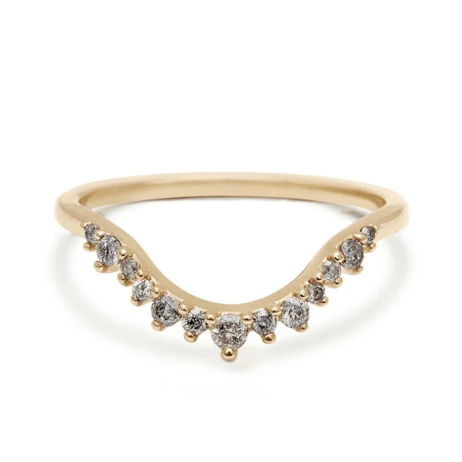 Celestine Curve Band - 14k Gold & Grey Diamonds