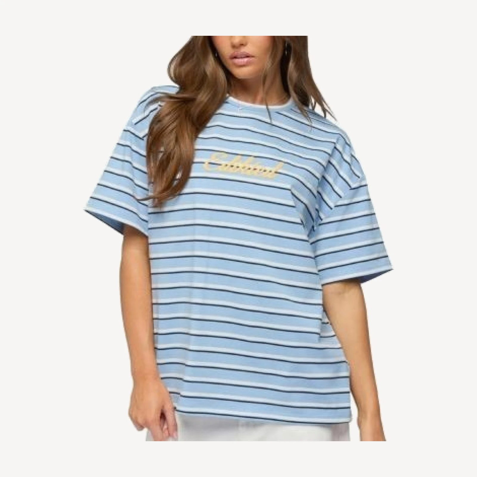 Edikted Chill Girl Striped Oversized T Shirt