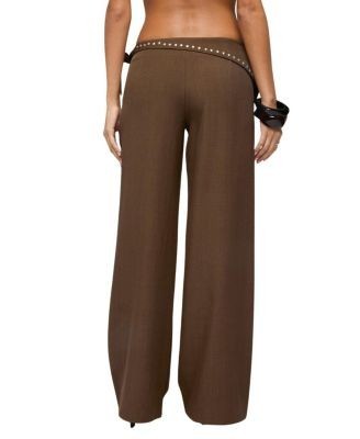 Edikted Avery Studded Foldover Straight Leg Pants