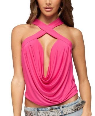 Edikted Maise Backless Cowl Neck Crisscross Top