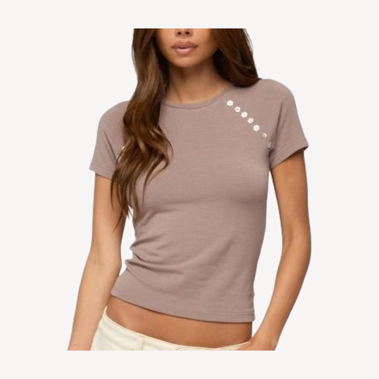 Edikted Rowan Iridescent Button Raglan T Shirt