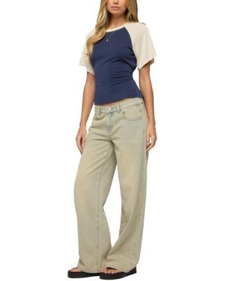 Edikted Fraise Contrast Back Tie Raglan Top
