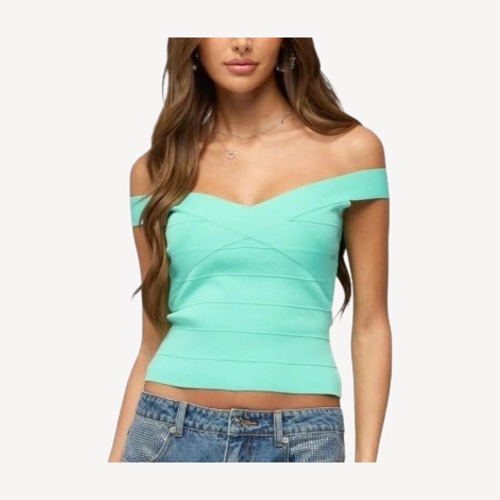 Edikted Niva Off Shoulder Bandage Knit Top