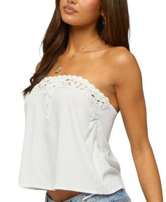Edikted Pearle Crochet Trim Strapless Top