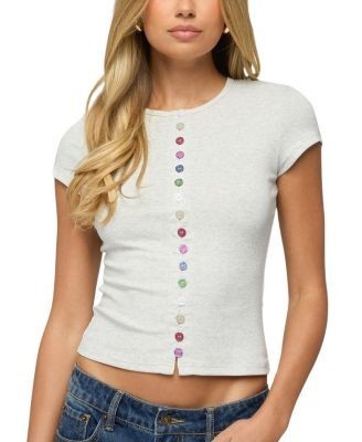 Edikted Cary Mixed Button Up T Shirt