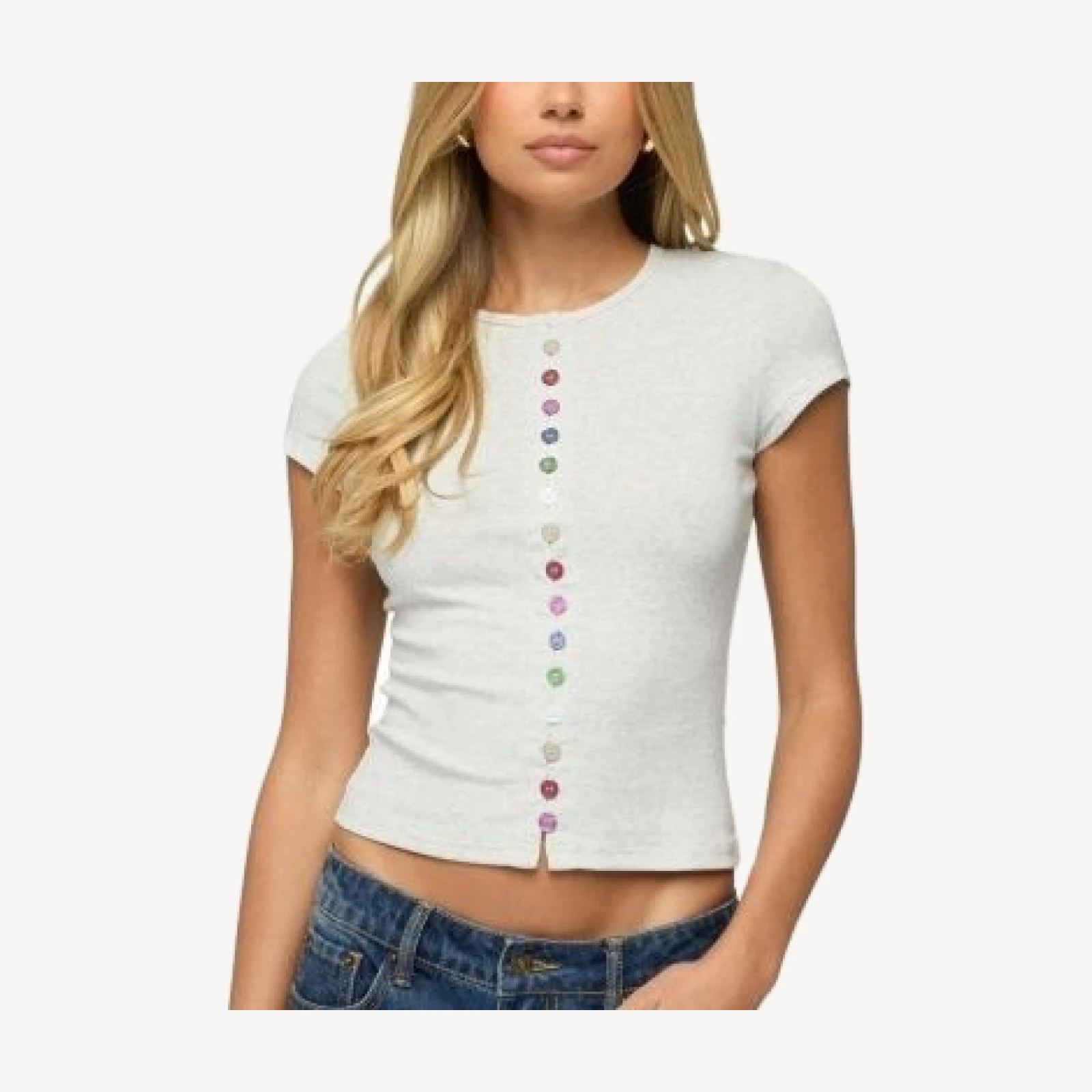 Edikted Cary Mixed Button Up T Shirt