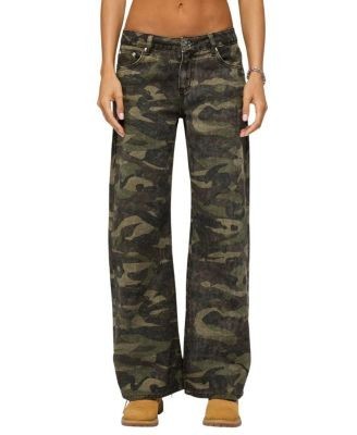 Edikted Soya Camo Low Rise Baggy Jeans
