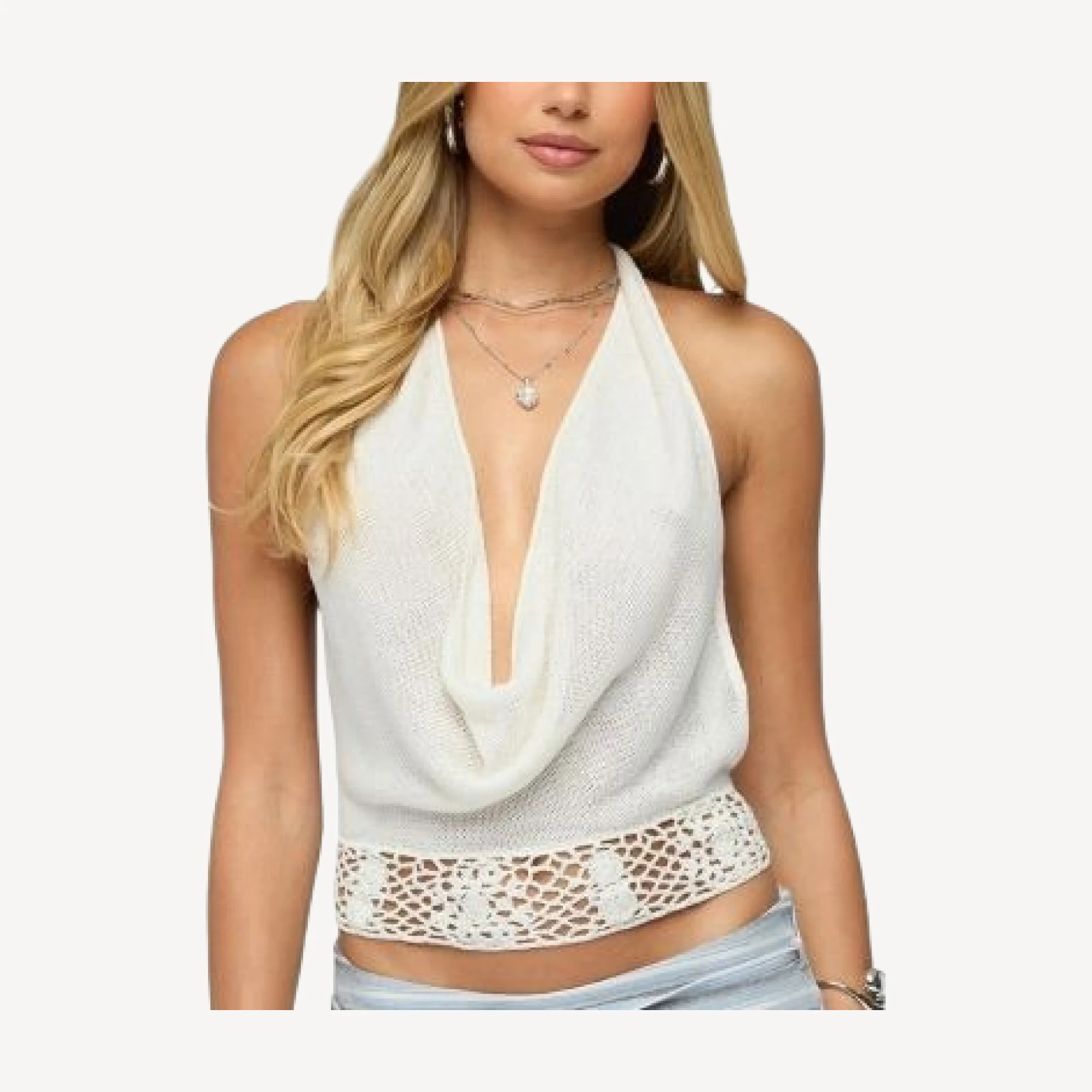 Edikted Ennis Crochet Waist Knit Top