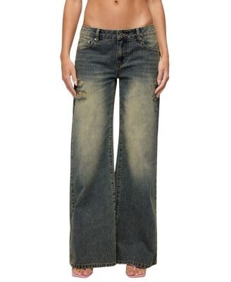 Edikted Noor Distressed Low Rise Baggy Jeans