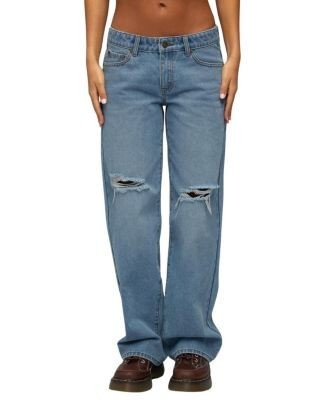 Edikted Juju Distressed Low Rise Baggy Jeans