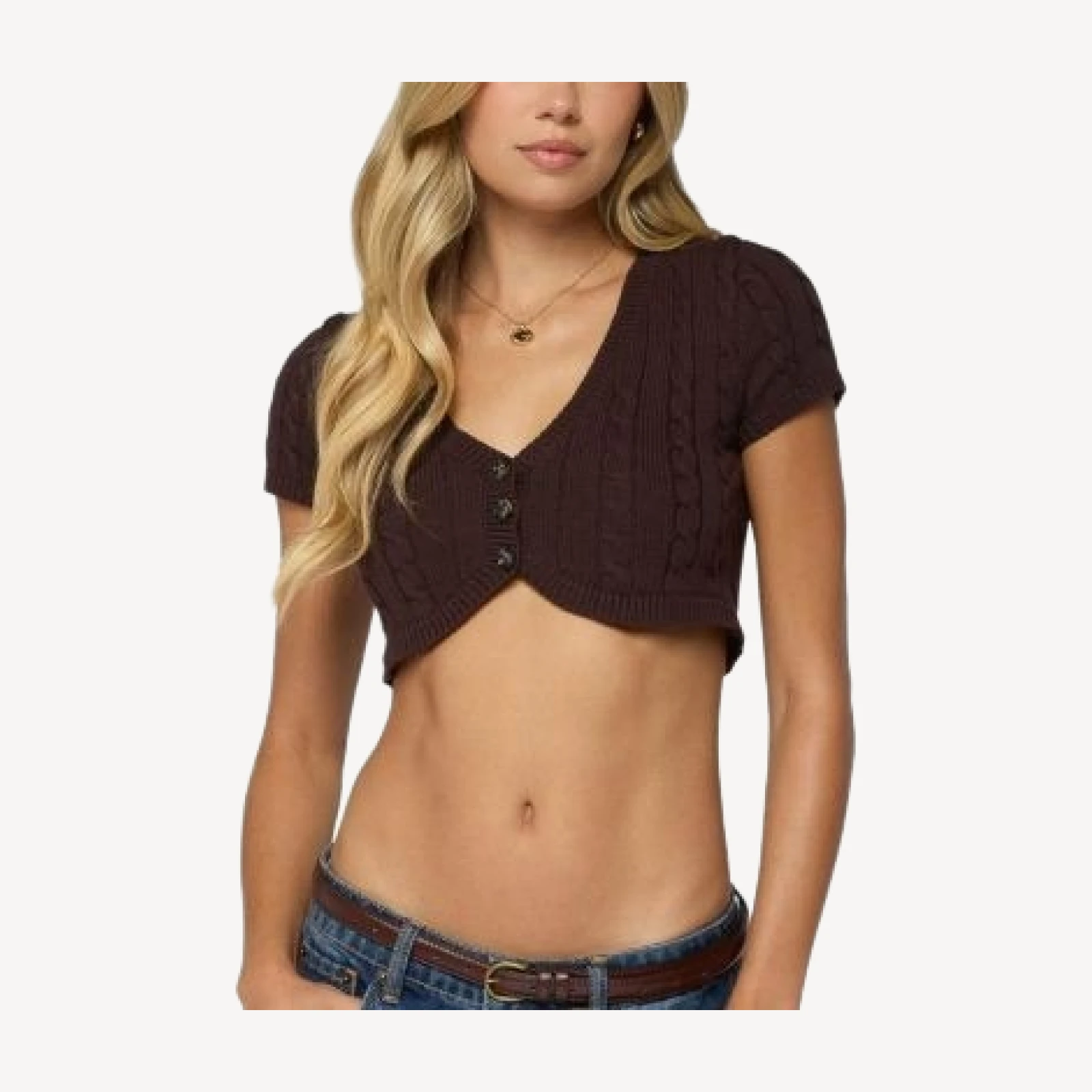 Edikted Zila Cropped Cable Knit Top