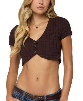 Edikted Zila Cropped Cable Knit Top