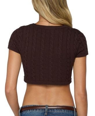 Edikted Zila Cropped Cable Knit Top
