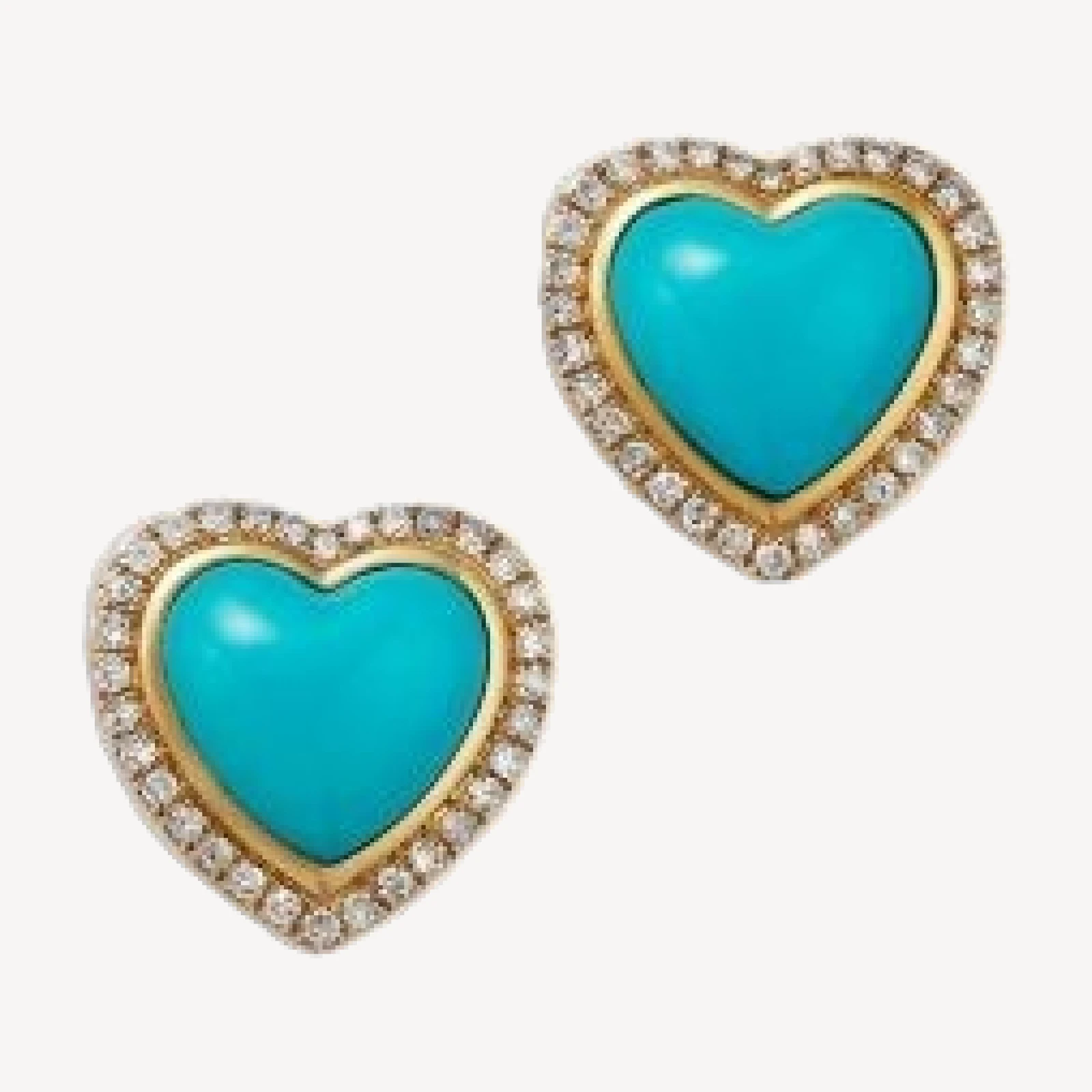 Bloomingdale's Fine Collection Turquoise & Diamond Heart Stud Earrings in 14K Yellow Gold