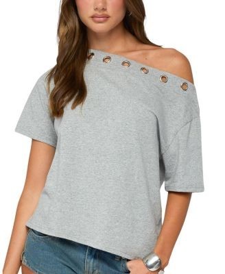 Edikted Leslee Grommet Off Shoulder T Shirt