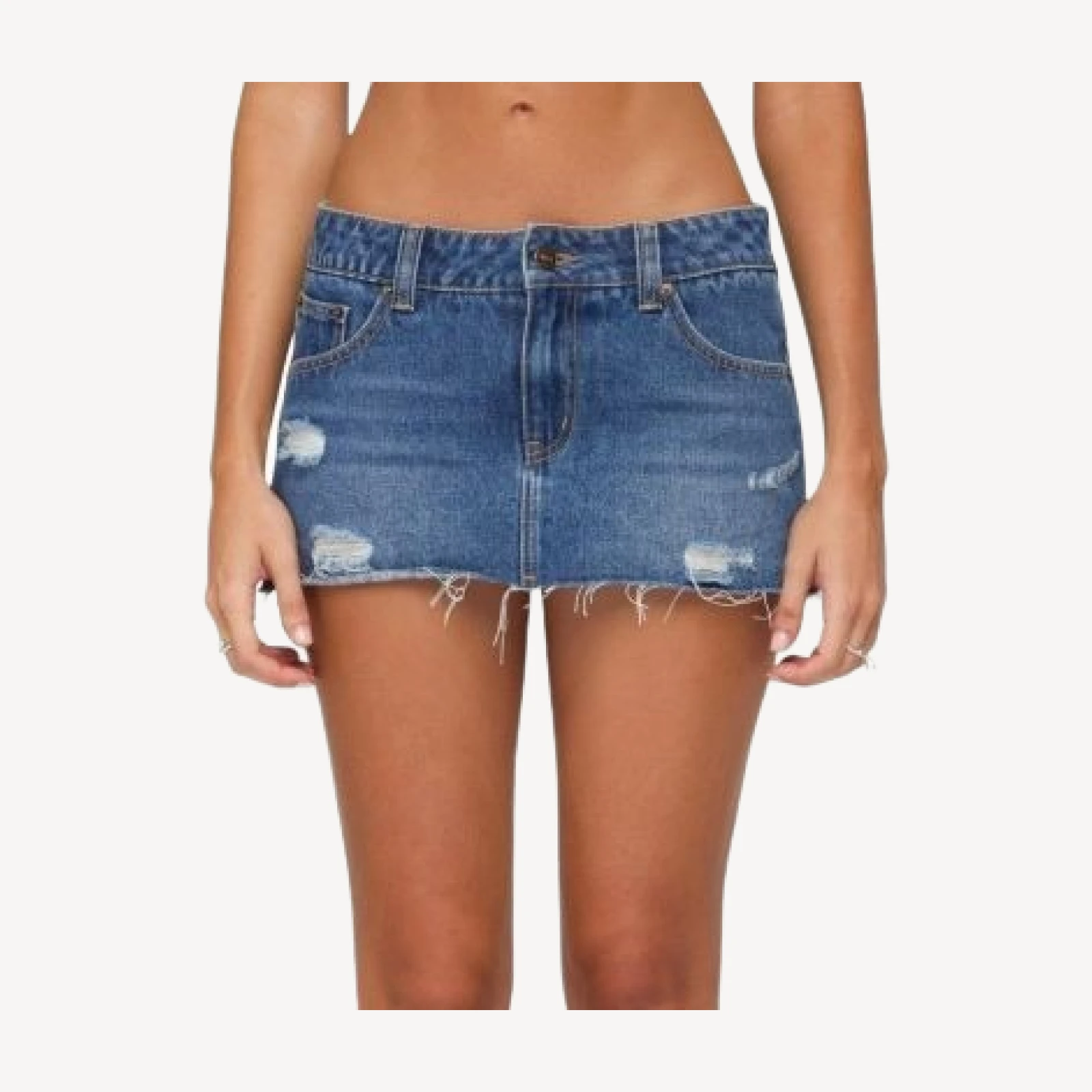 Edikted Nylah Distressed Denim Mini Skort