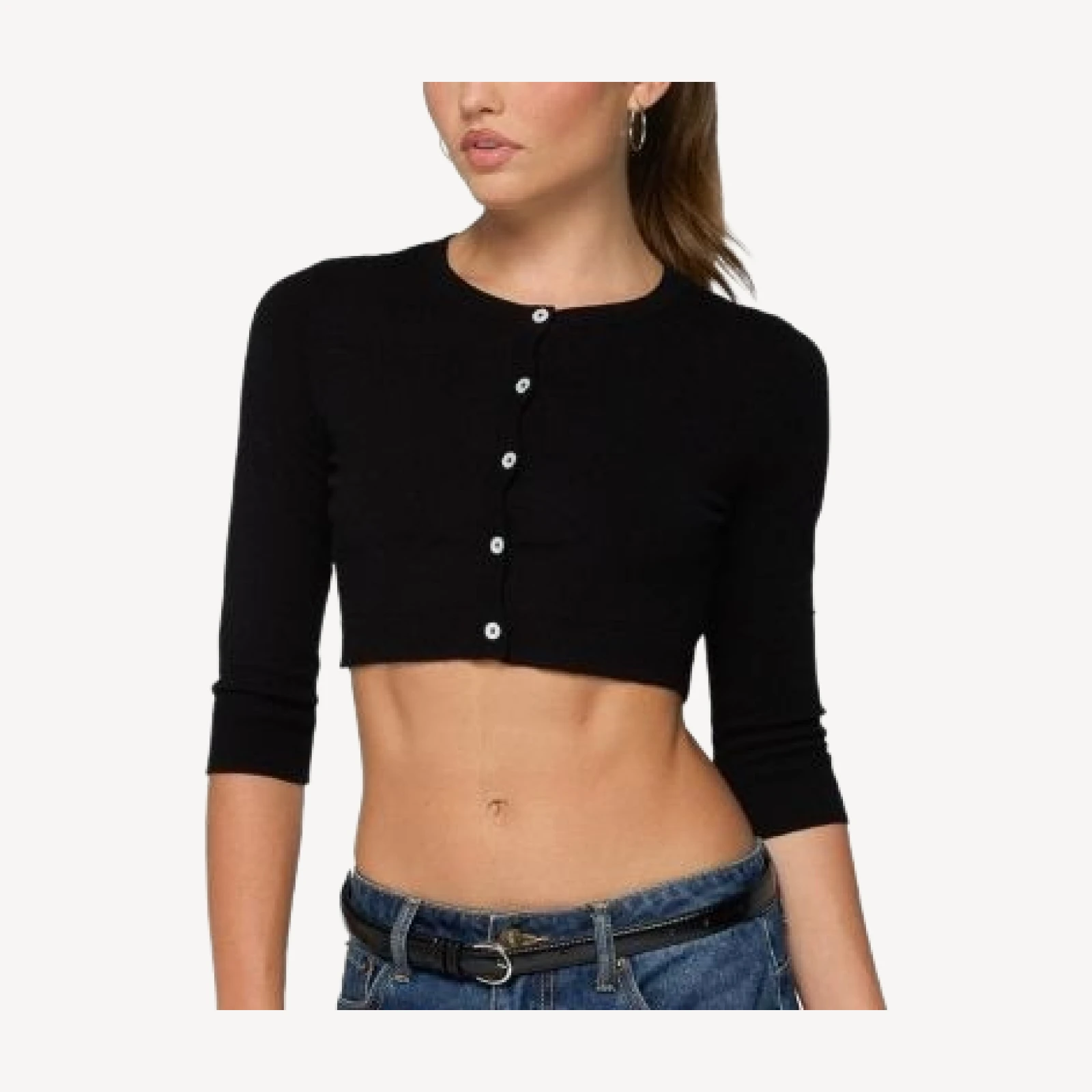 Edikted Gilba Button Up Knit Crop Top