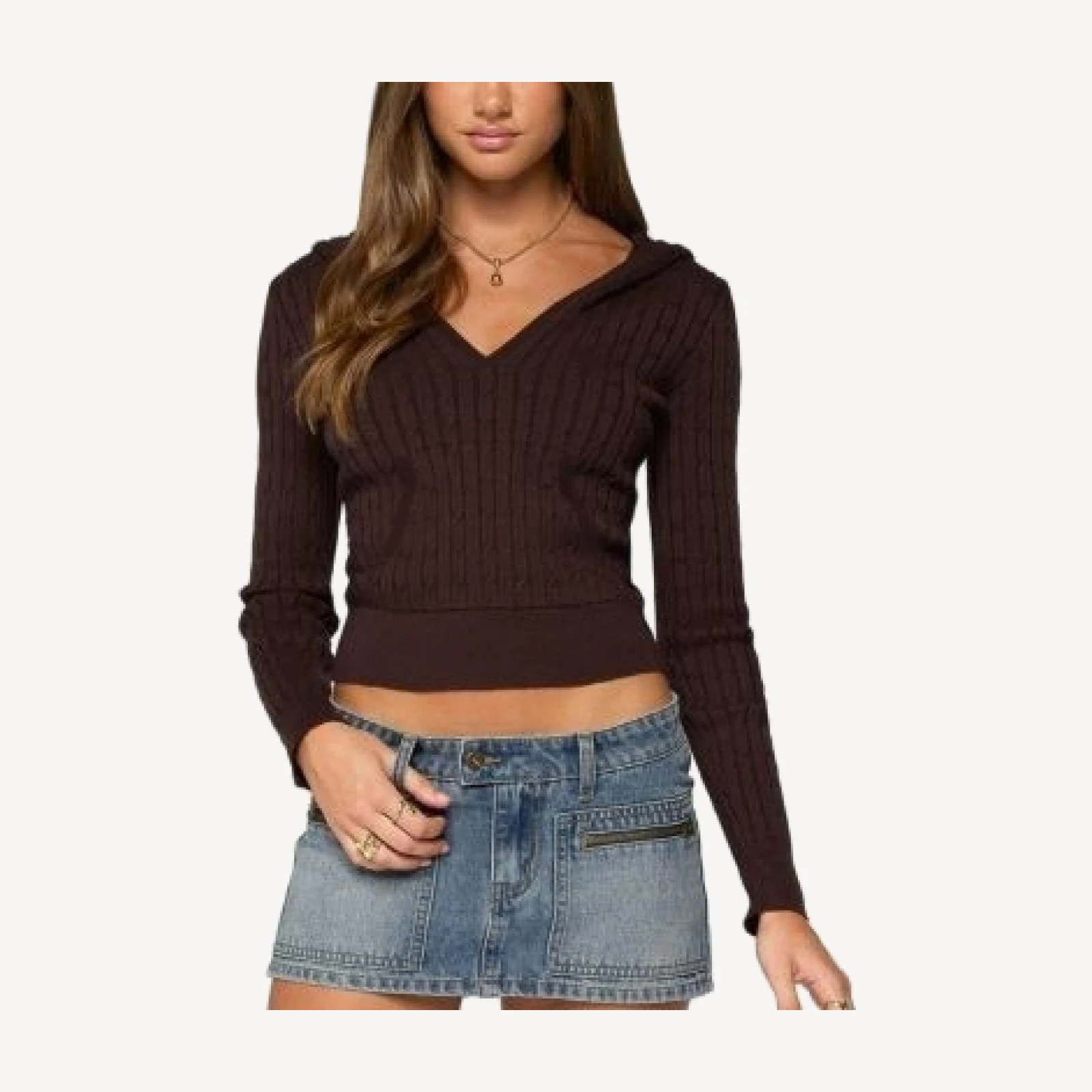 Edikted Kimani Cable Knit Hooded Sweater