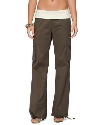 Edikted Jolee Contrast Ribbed Foldover Cargo Pants